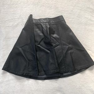 black faux leather skater skirt
